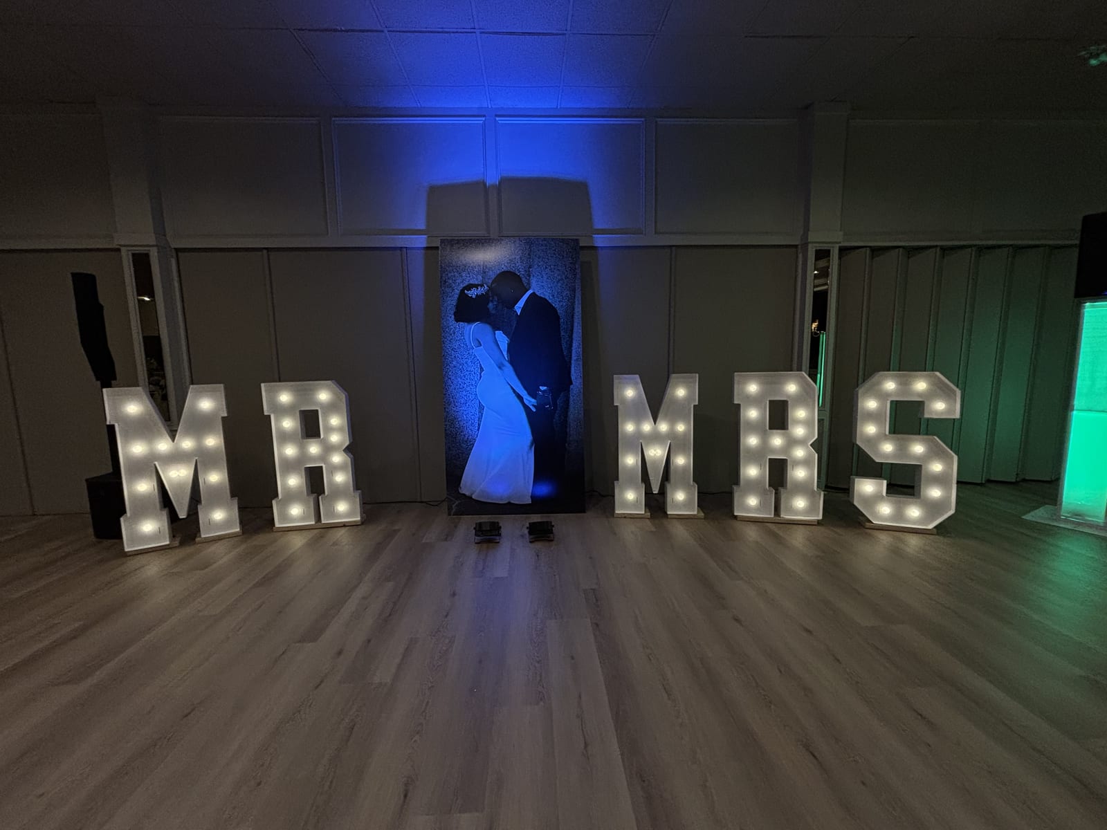 Light-up marquee letters at an event