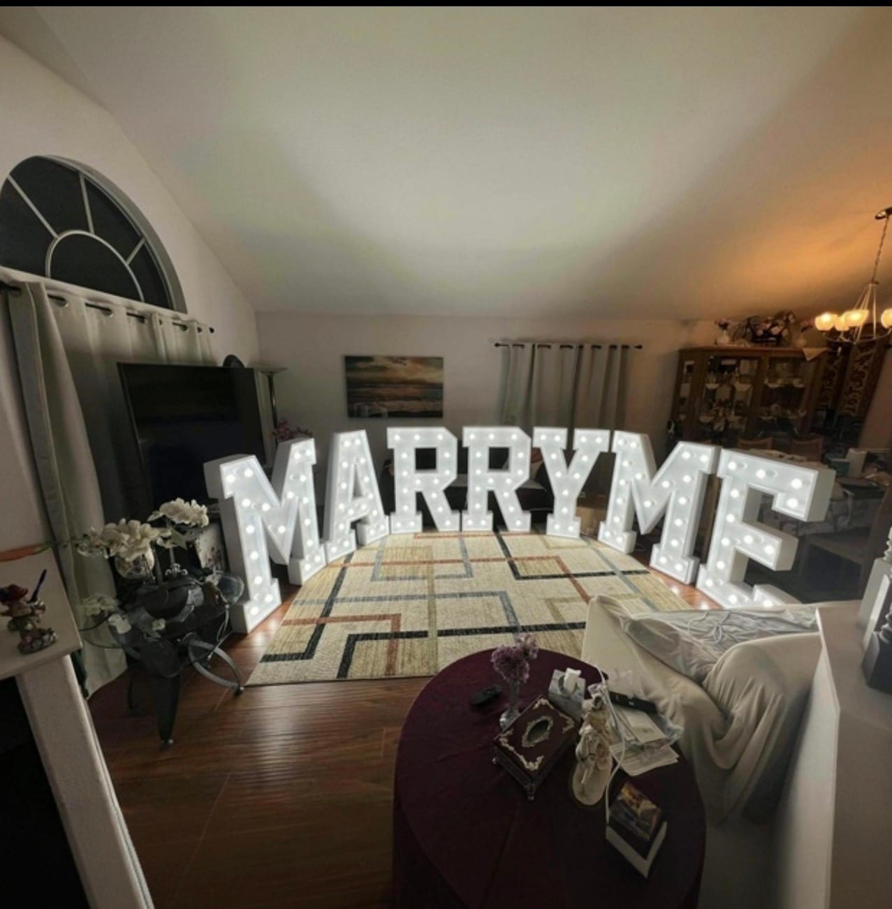 Marquee letters on display at a celebration