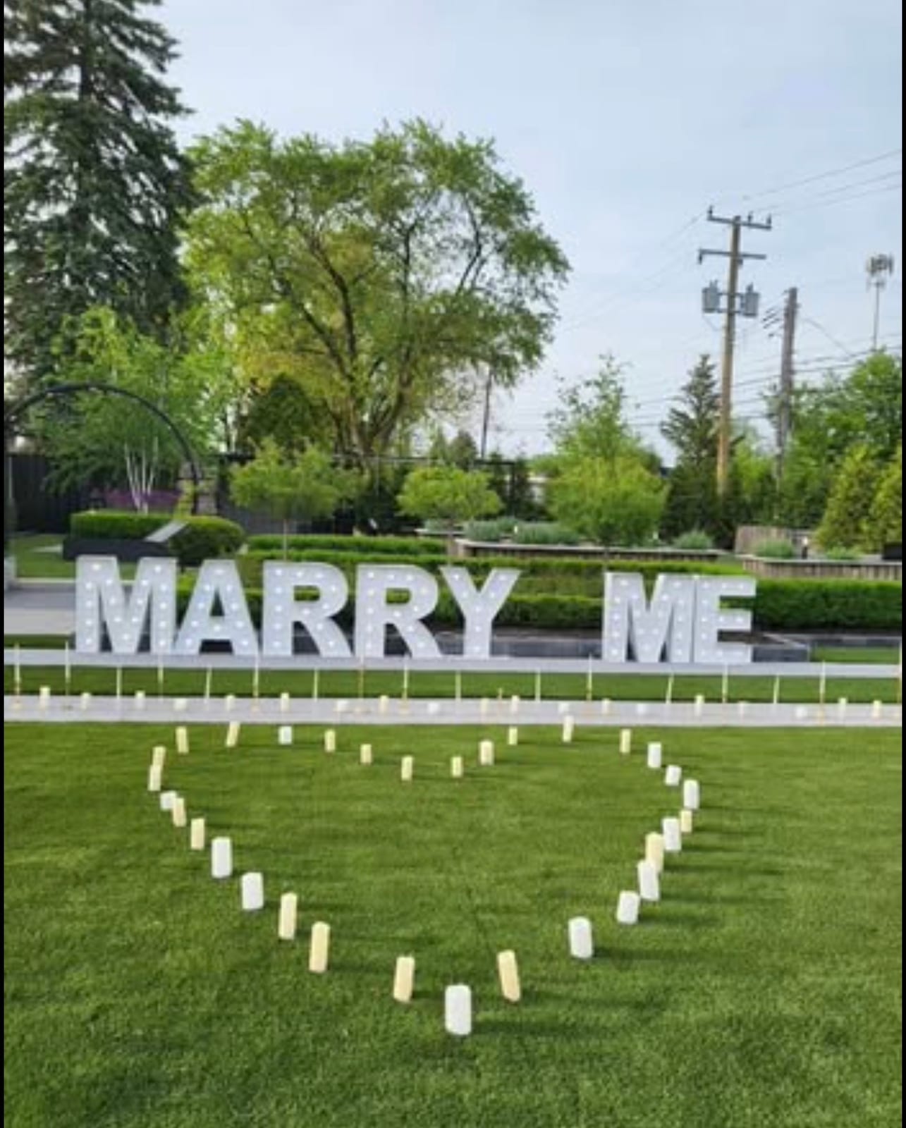 Light-up marquee letters arranged upright