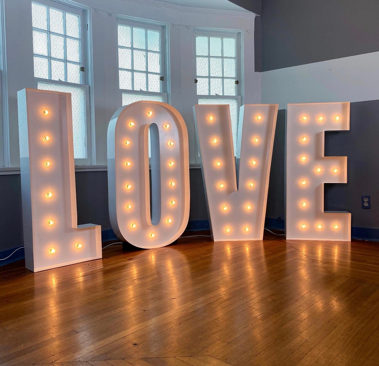 Marquee letters at a celebration