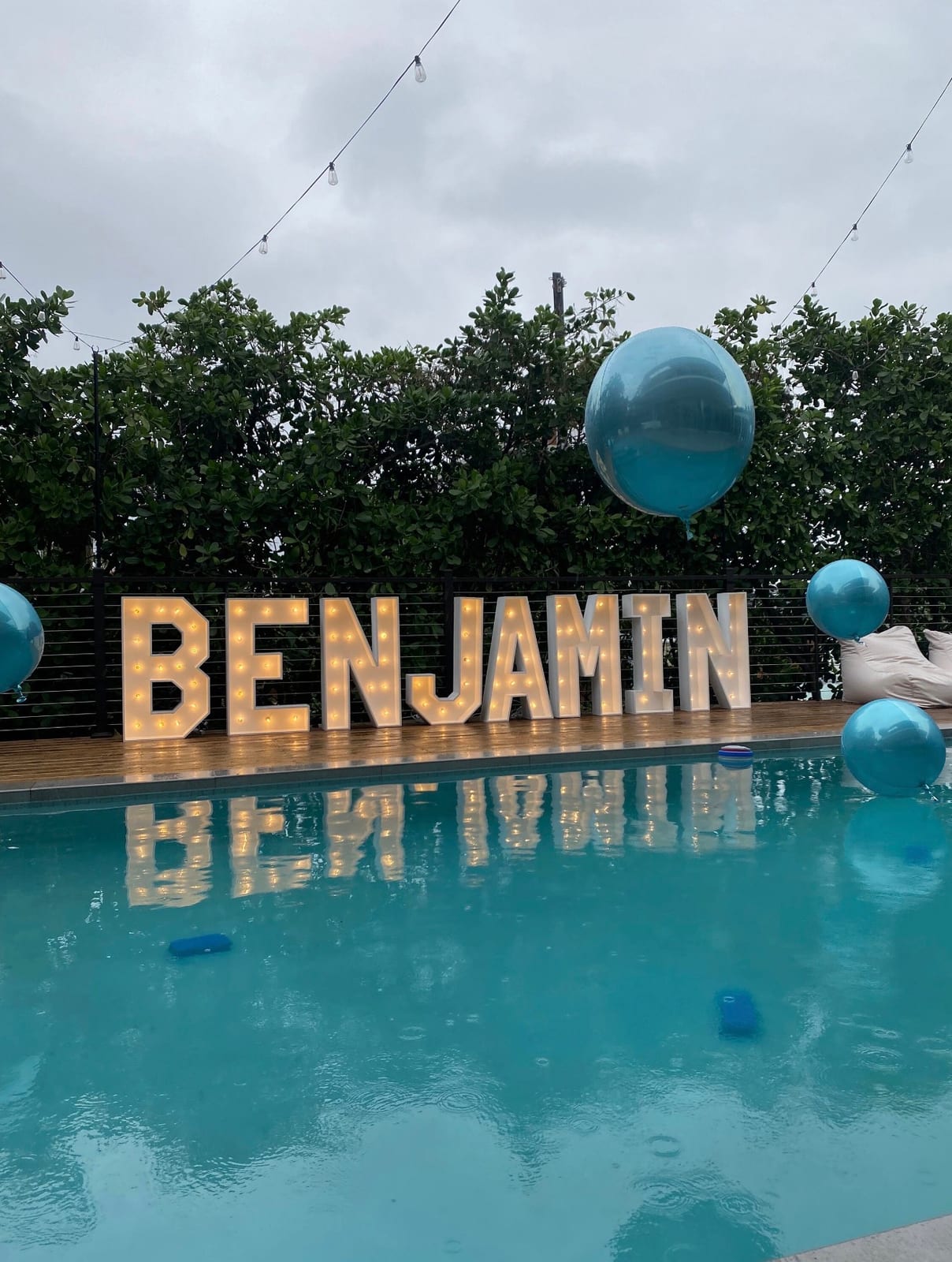 Light-up marquee letters at an event
